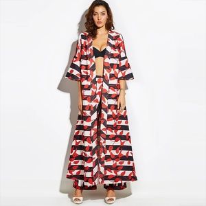 Floral Print Long Maxi Kimono Jacket Coat 2XL